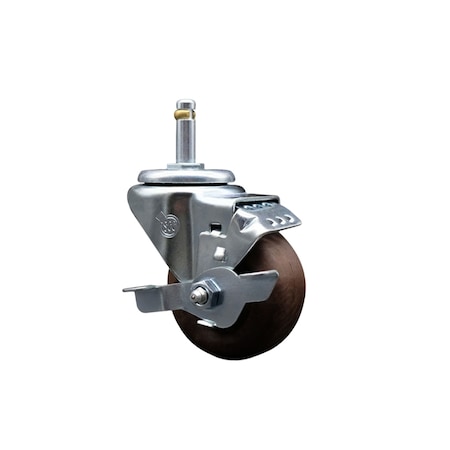 Service Caster 3'' High Temp Glass Filled Nylon 7/16'' Grip Ring Stem Caster with Brake SCC-GR20S314-GFNSHT-TLB-716138